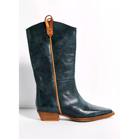 Free People Montage Distressed Leather Tall Cowboy Western Boots - Picture 5 of 15